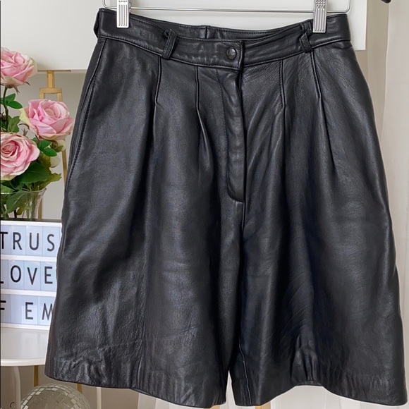 Vintage Pants - Vintage Real Leather Shorts